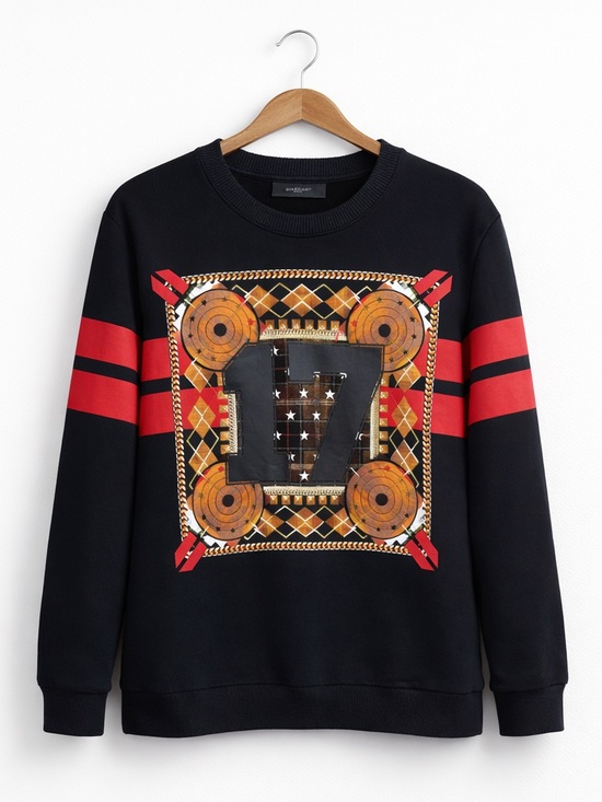 Givenchy Other - Givenchy Paris Graphic Sweatshirt “17” Black Red Stripe Cotton size M Streetwear